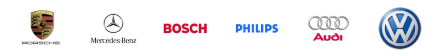 Porsche, Mercedes-Benz, Bosch, Philips, Audi, Volkswagen